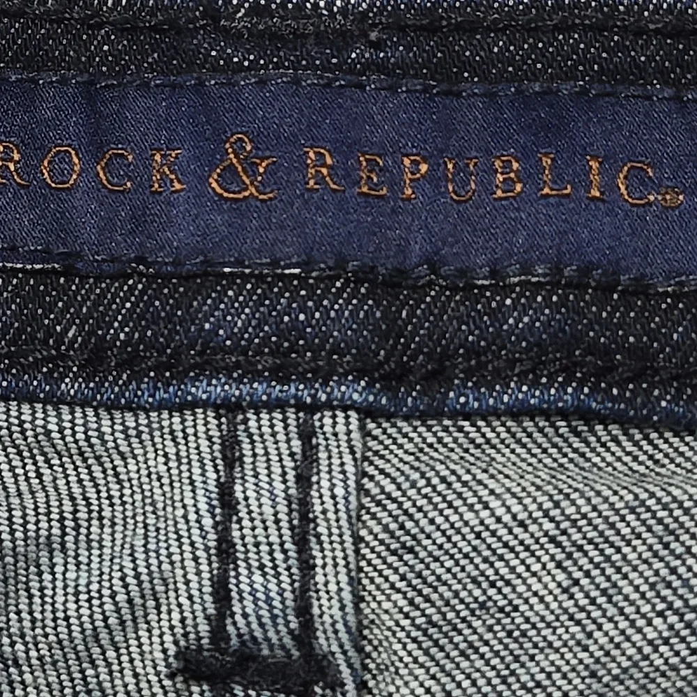 Rock & Republic Dark Blue Flare Jeans with Frayed Hem